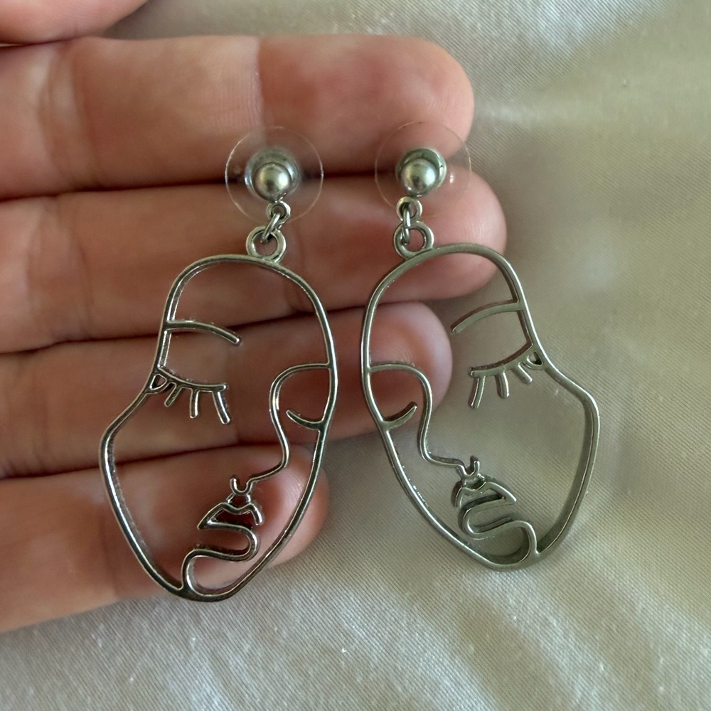 Silver Face Earrings